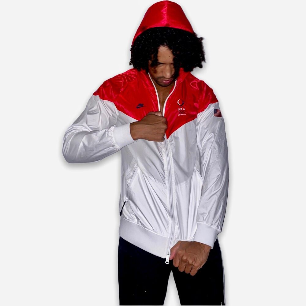Nike 90s Vintage Rare USA Olympics Windrunner Jacket Red White Blue